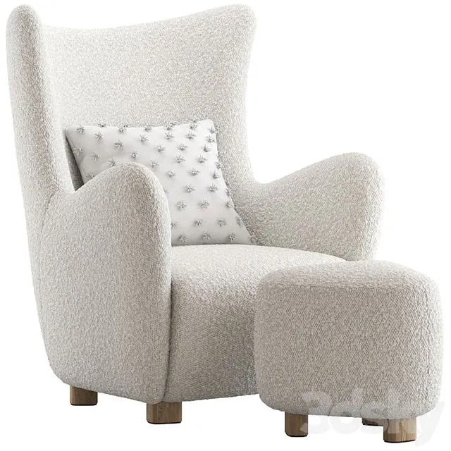 CB2 Bozzi Lounge Chair and Ottoman 3D Model