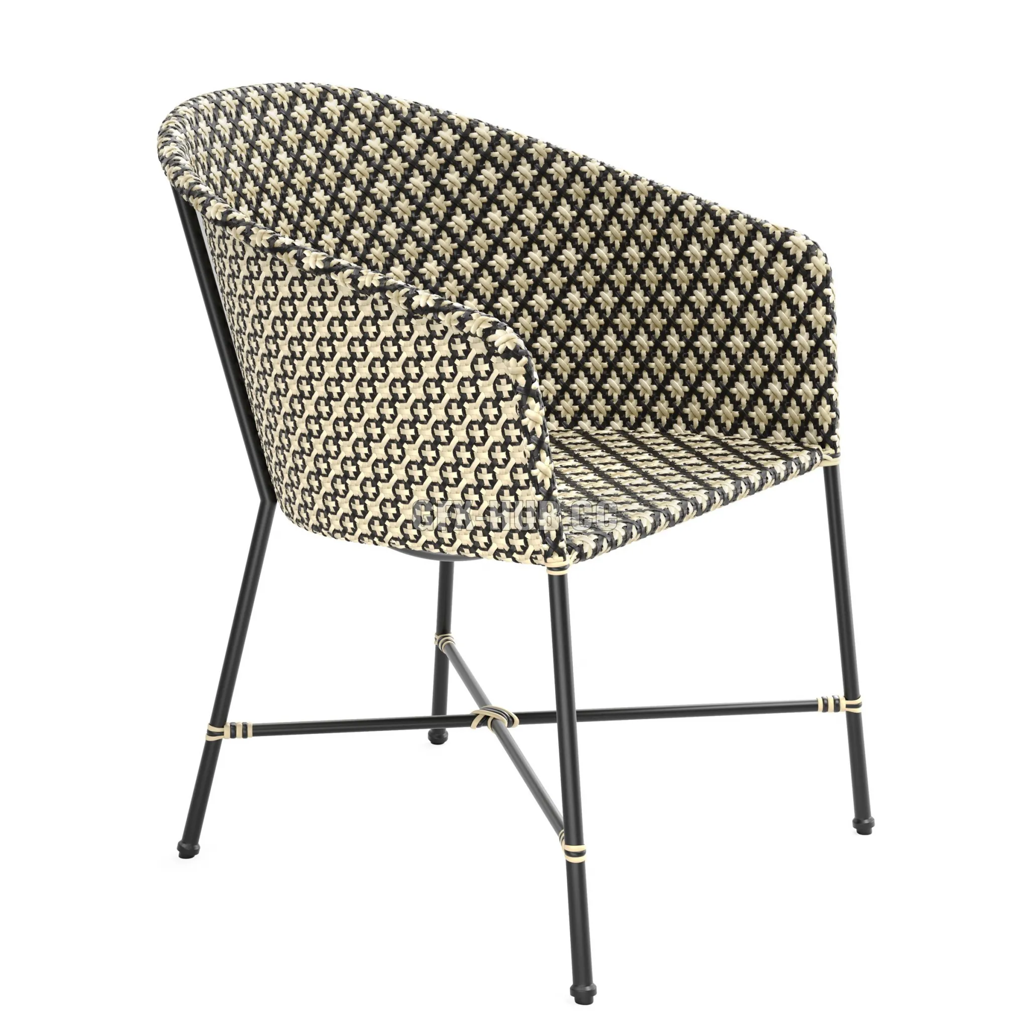 CB2 Brava Dining-Lounge Grey Wicker Chair 3D Model CB2 Brava Dining-Lounge Grey Wicker Chair 3D Model