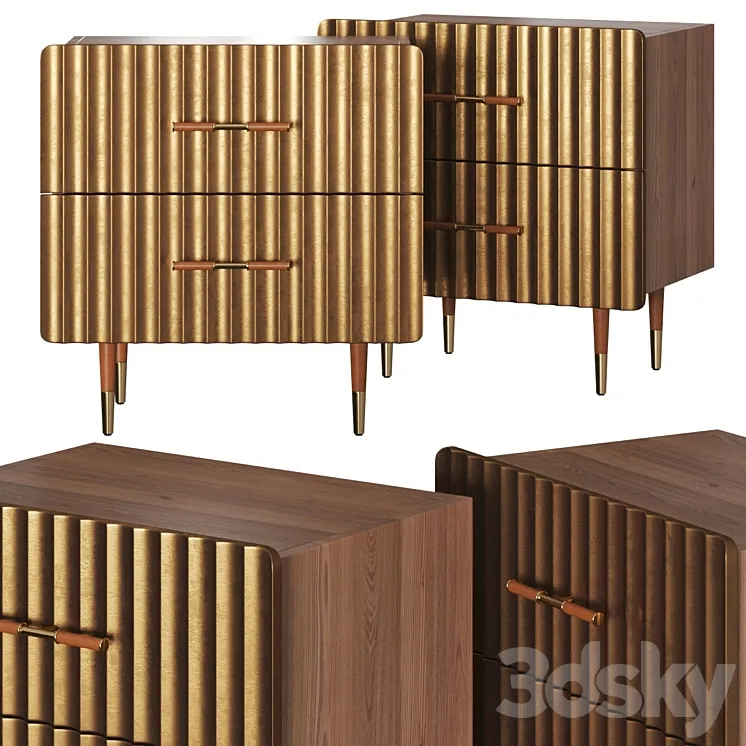 CB2 Crimped Gold Leaf Nightstand 3D Model Free Download