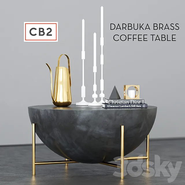 CB2 Darbuka brass coffee table 3D Model