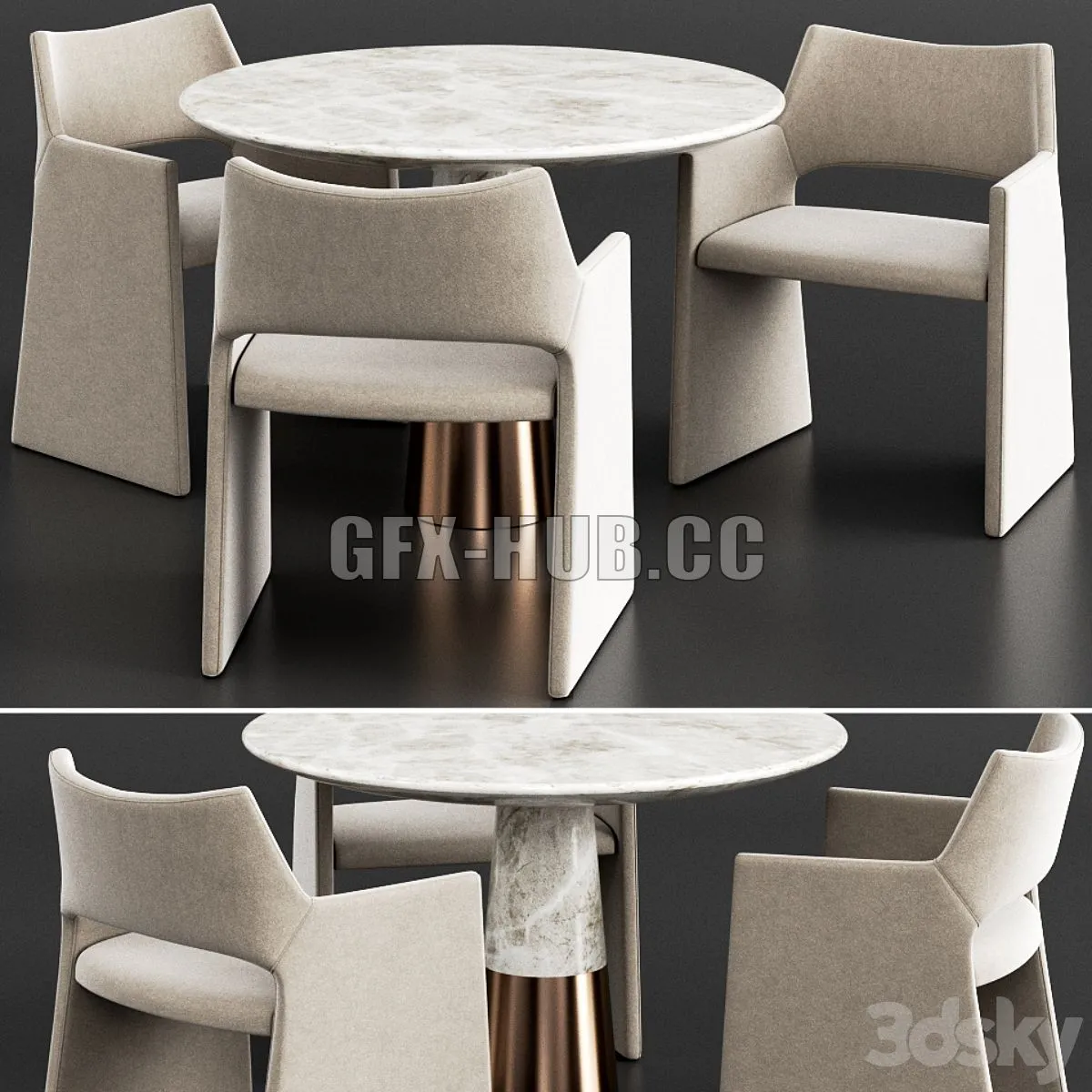 CB2 Dinning Set 4 3D Model