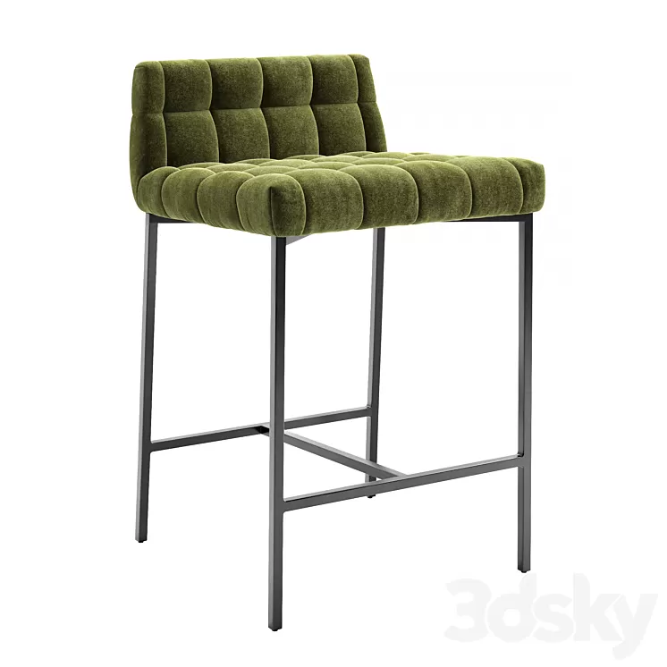CB2 Gabe Pesto Tufted Low Back Counter Stool 3D Model Free Download