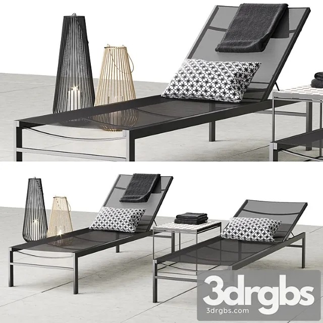 CB2 Idle Black Sun Lounger Set 3D Model Download