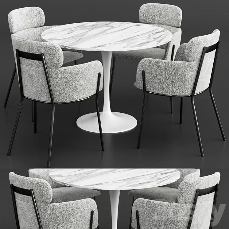 CB2 & Knoll Dinning Set 3D Model Free Download