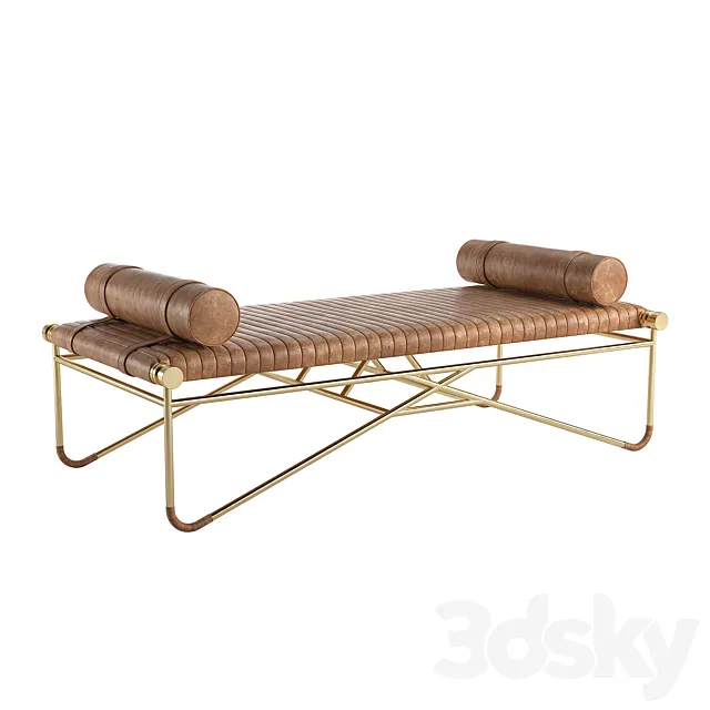 CB2 La Strizza Saddle Leather Bench With Bolster Pillows 3D Model CB2 La Strizza Saddle Leather Bench With Bolster Pillows 3D Model