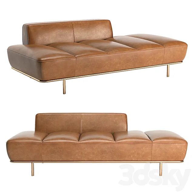 CB2 Lawndale Saddle Leather Daybed With Brass Base 3D Model CB2 Lawndale Saddle Leather Daybed With Brass Base 3D Model