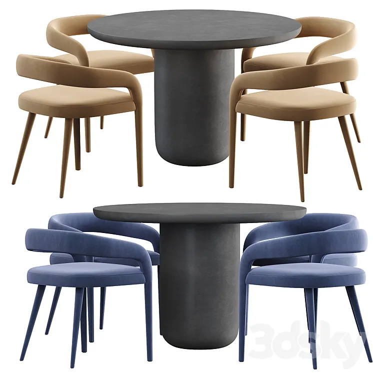 CB2 Lisette chair and Lola Dining table 3D Model Free Download