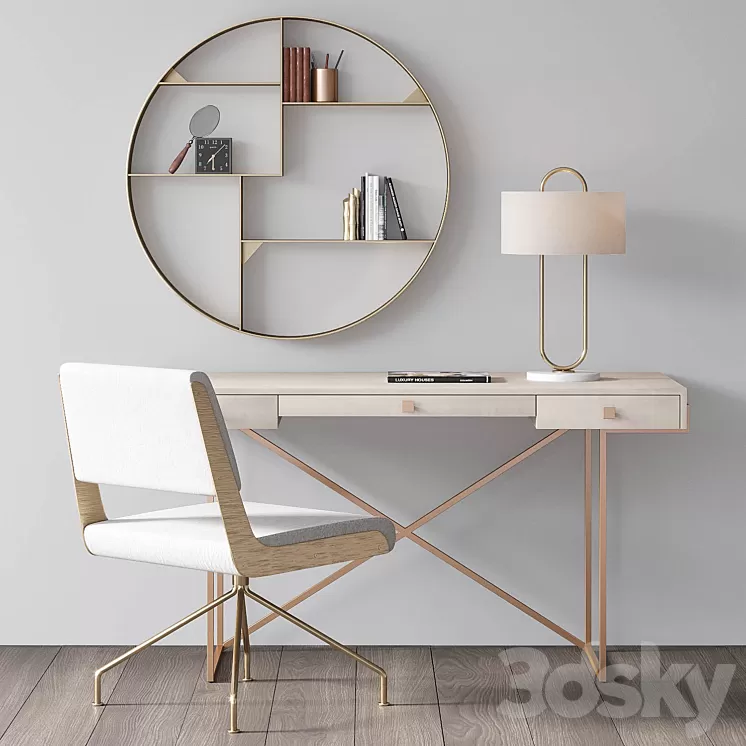 CB2 Office Furniture set 3 3D Model