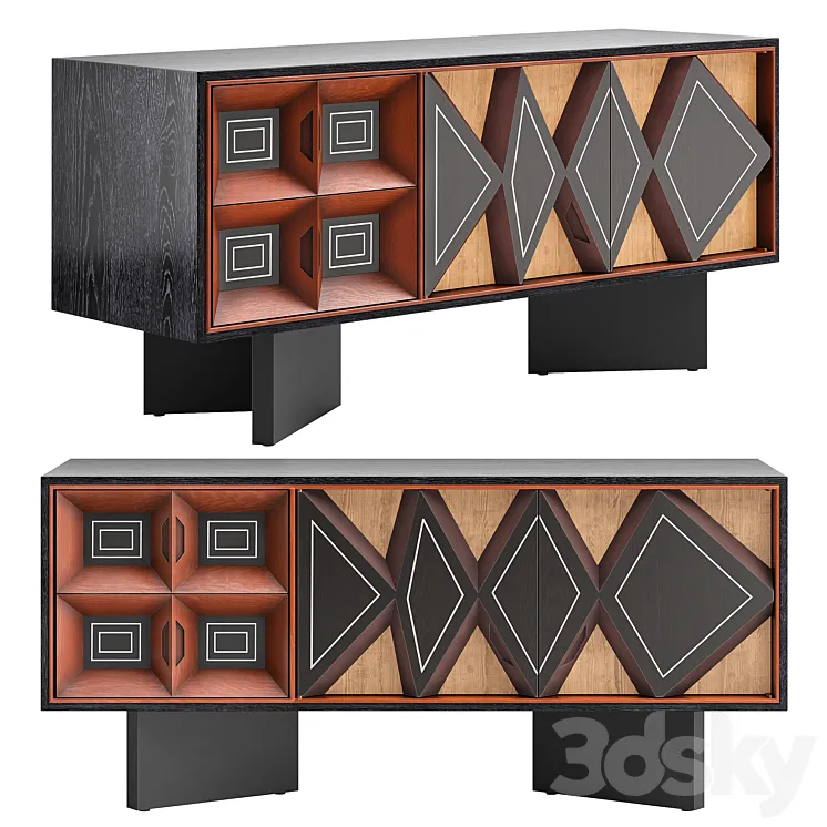 CB2 Paseo Wood Media Credenza 3D Model Free Download