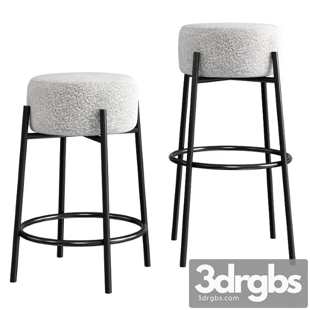 Cb2 Peg Upholstered Counter Bar Stool 3D Model Download