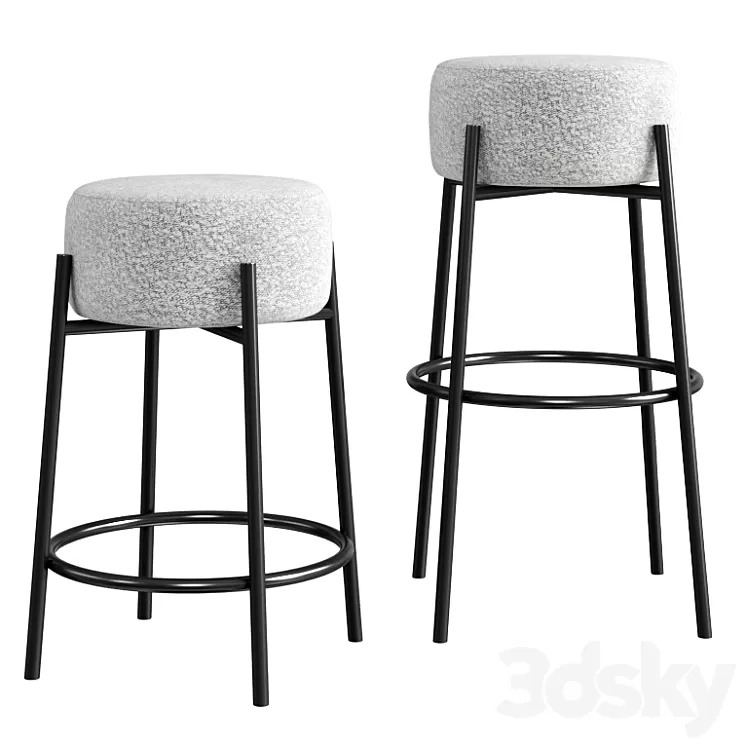 Cb2 Peg Upholstered Counter & Bar Stool 3D Model Cb2 Peg Upholstered Counter & Bar Stool 3D Model