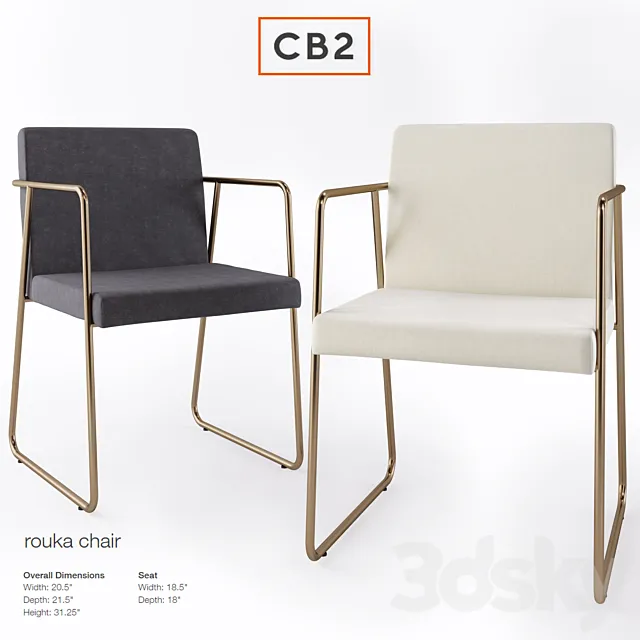 CB2 Rouka chair 3D Model