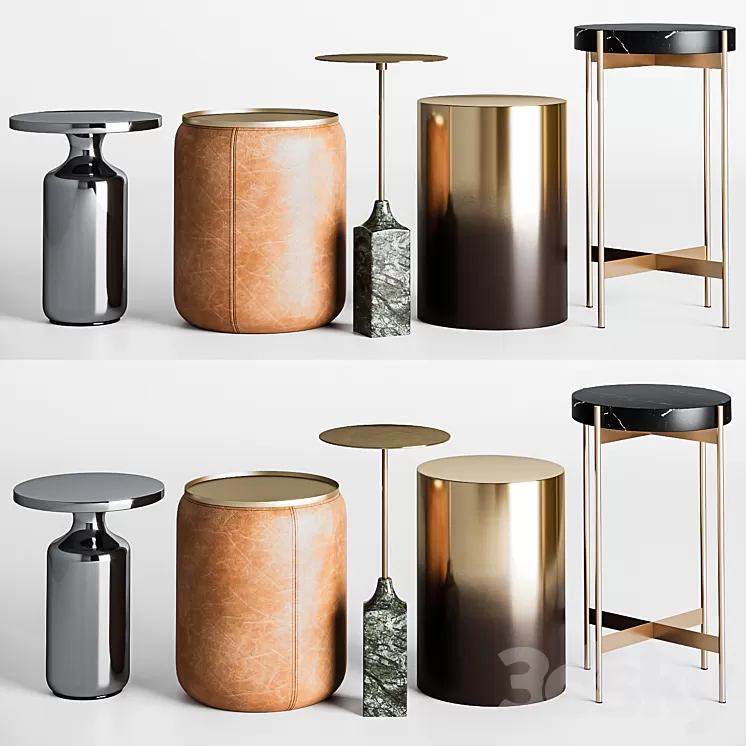 CB2 Side round tables set 3D Model CB2 Side round tables set 3D Model