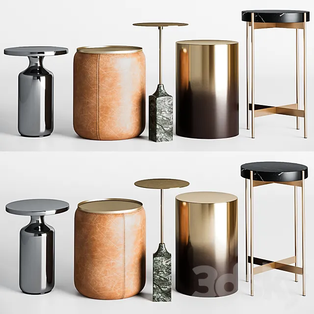 CB2 Side round tables set 3DModel