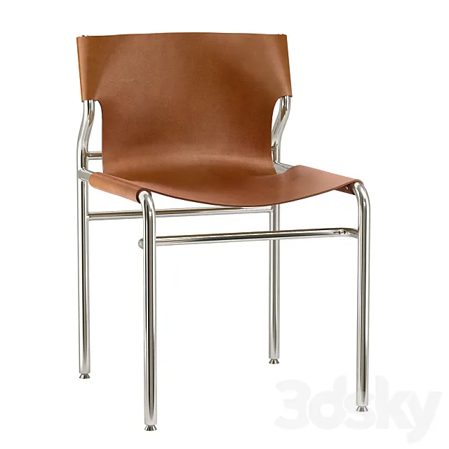 CB2 – Surf Sling Brown Leather Dining Chair 3DModel