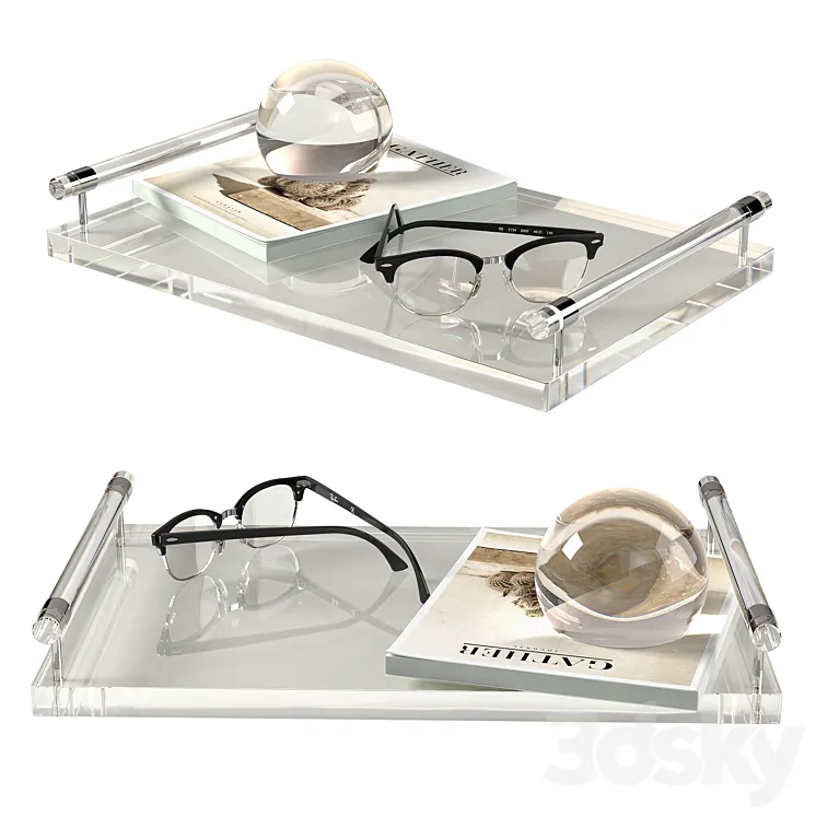 CB2 Theron Acrylic Tray Set 3D Model Free Download