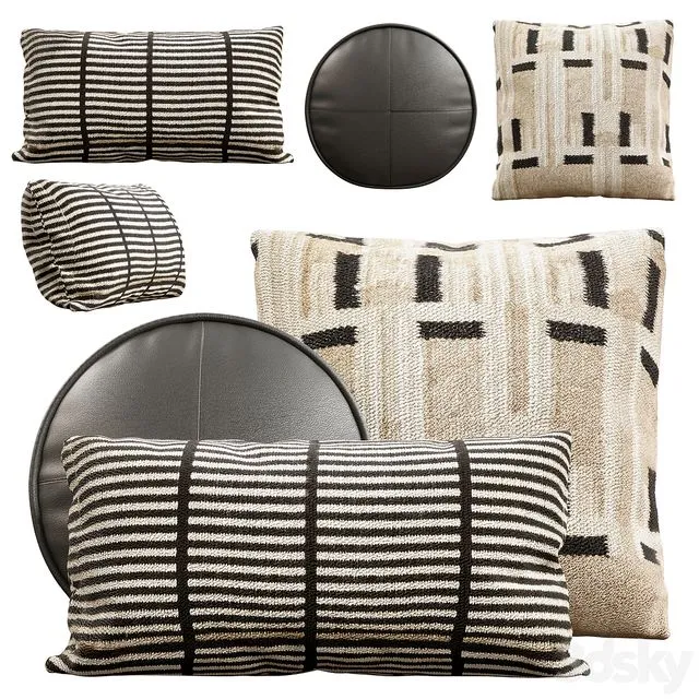 CB2 Throw Pillows Set 3D Model CB2 Throw Pillows Set 3D Model