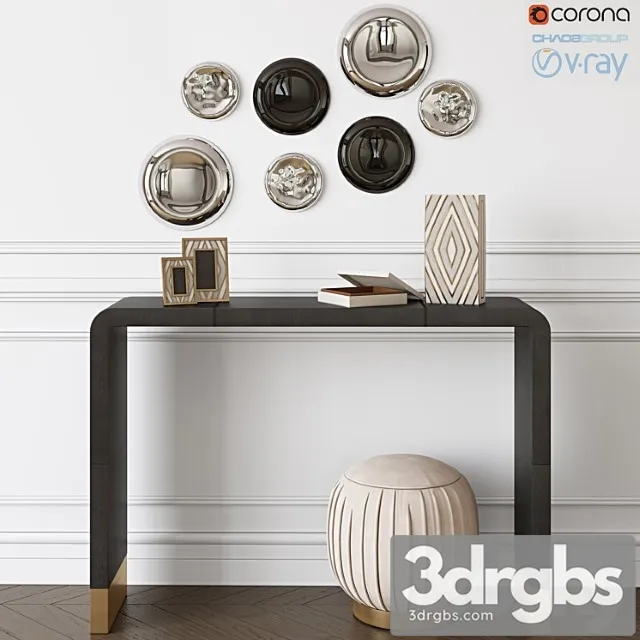 Cb2 tyler leather console & ottoman-stool 2 3D Model Download