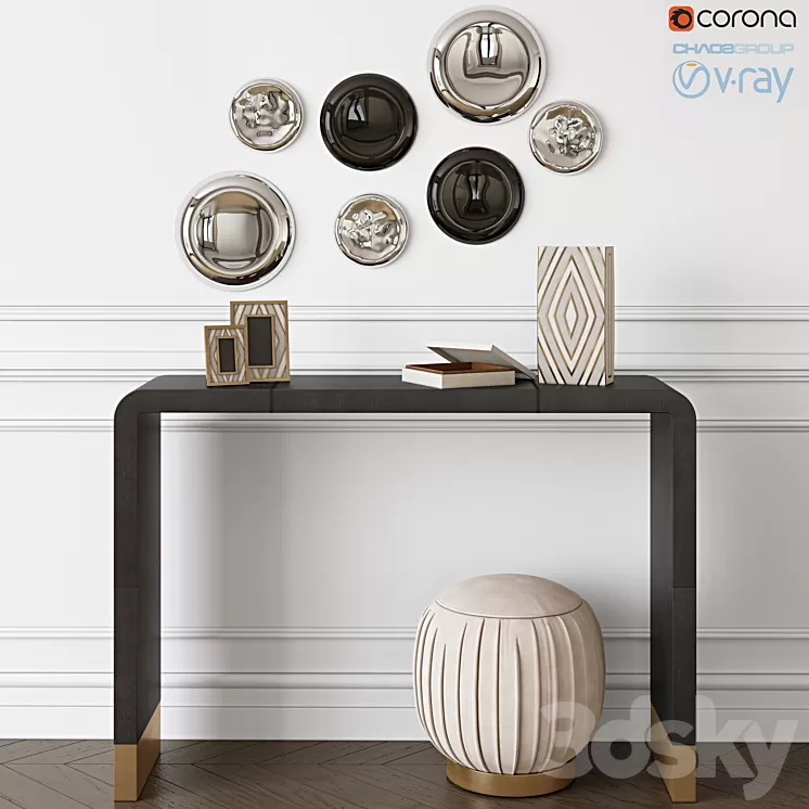 CB2 Tyler Leather Console & Ottoman-Stool 3D Model