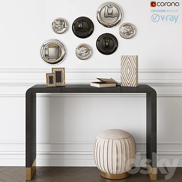 CB2. Tyler Leather Console & Ottoman-Stool 3DModel CB2. Tyler Leather Console & Ottoman-Stool 3DModel