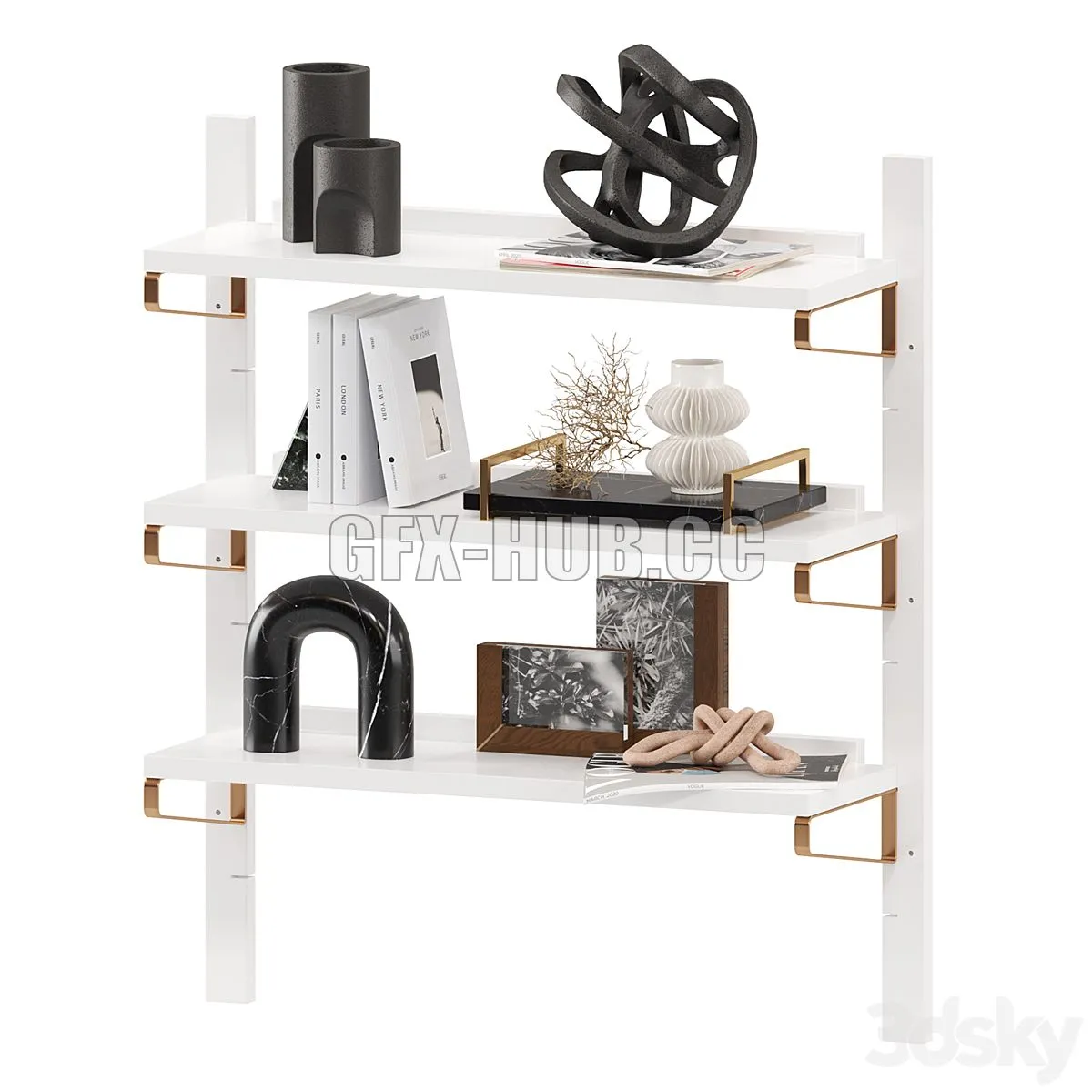 CB2 White High-Gloss Single Modular Wall Shelf 3D Model CB2 White High-Gloss Single Modular Wall Shelf 3D Model
