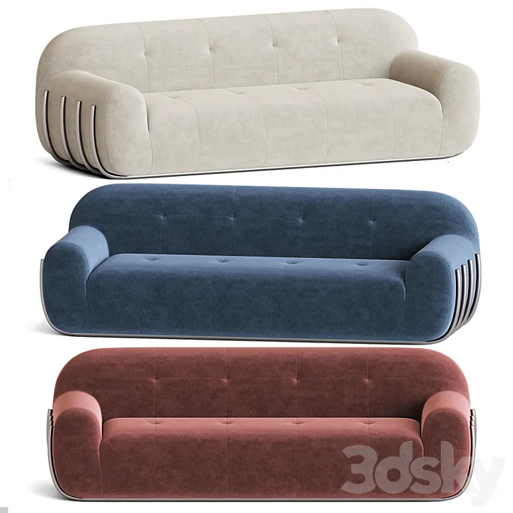 Cbs brace cream boucle sofa 3D Model Free Download