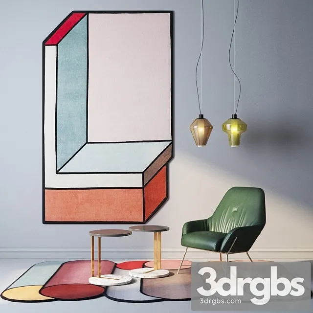 CC Tapis Rugs Foscarini Diesel lamps ASIA Leather Armchair 3D Model Download