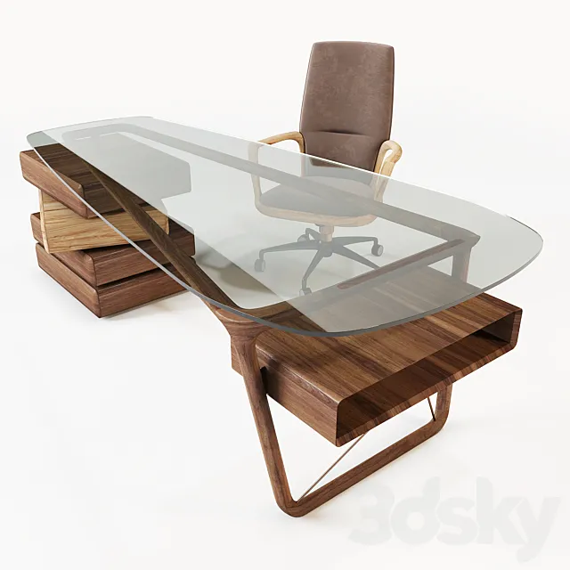Ceccotti Collezioni: Desk Omaggio and ArmChair Vossia Mid 3DModel