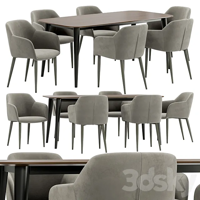 Cecilia dining chair and Sevilla table 3D Model Cecilia dining chair and Sevilla table 3D Model