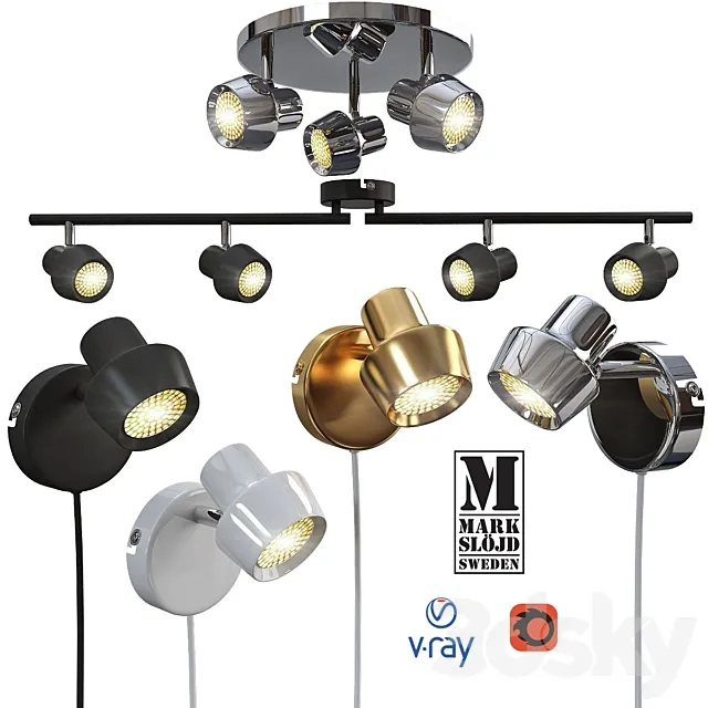 Ceiling and wall light from MARKSLOJD Sweden model URN. 3D Model