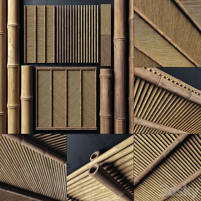 Ceiling bamboo angle n1 Corner bamboo ceiling 3D Model