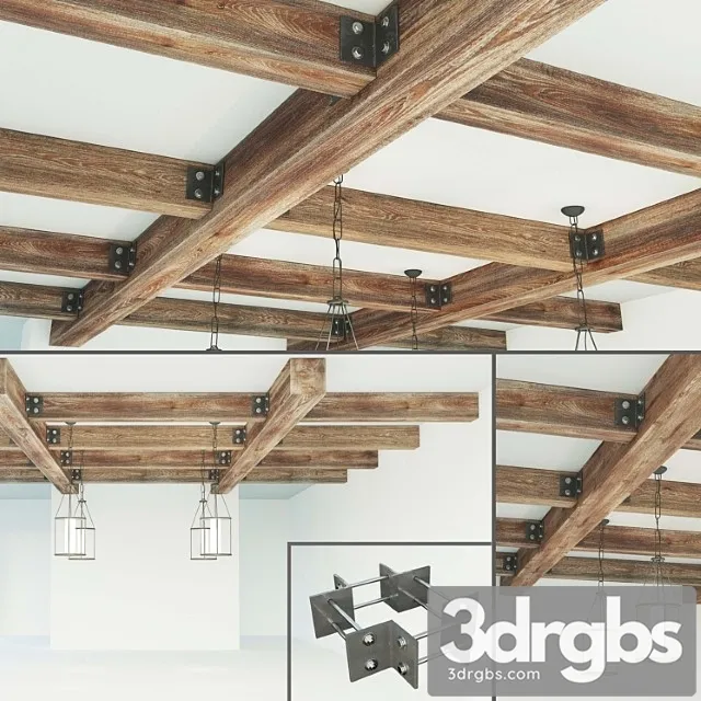 Ceiling beams wooden 3D Model Download