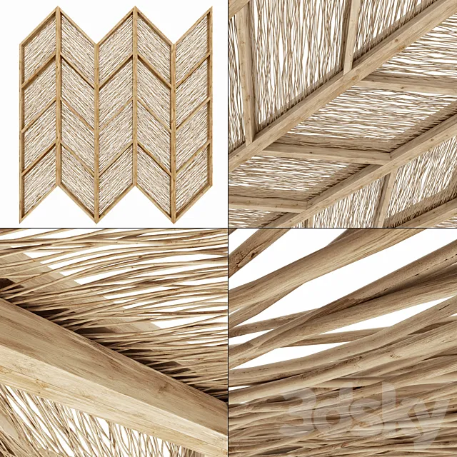 Ceiling branch thin angle n1 _ Angular ceiling from branches 3D Model