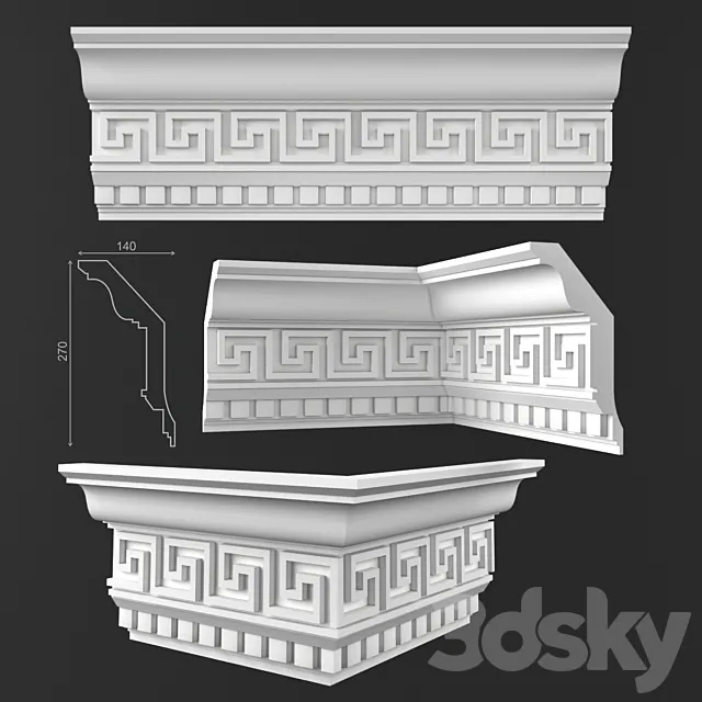 Ceiling cornice 50 KO 016 Gp 3D Model Ceiling cornice 50 KO 016 Gp 3D Model