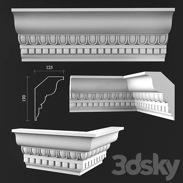 Ceiling cornice K195 3D Model Ceiling cornice K195 3D Model
