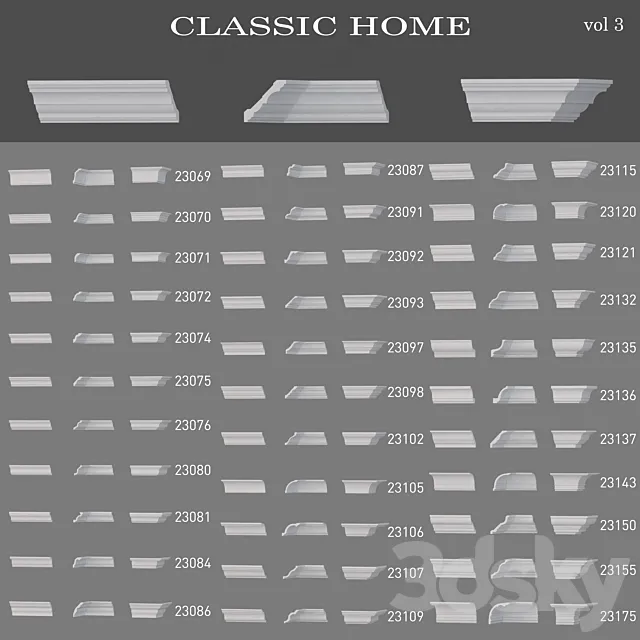 Ceiling cornices Classic Home (vol3) 3DModel Ceiling cornices Classic Home (vol3) 3DModel
