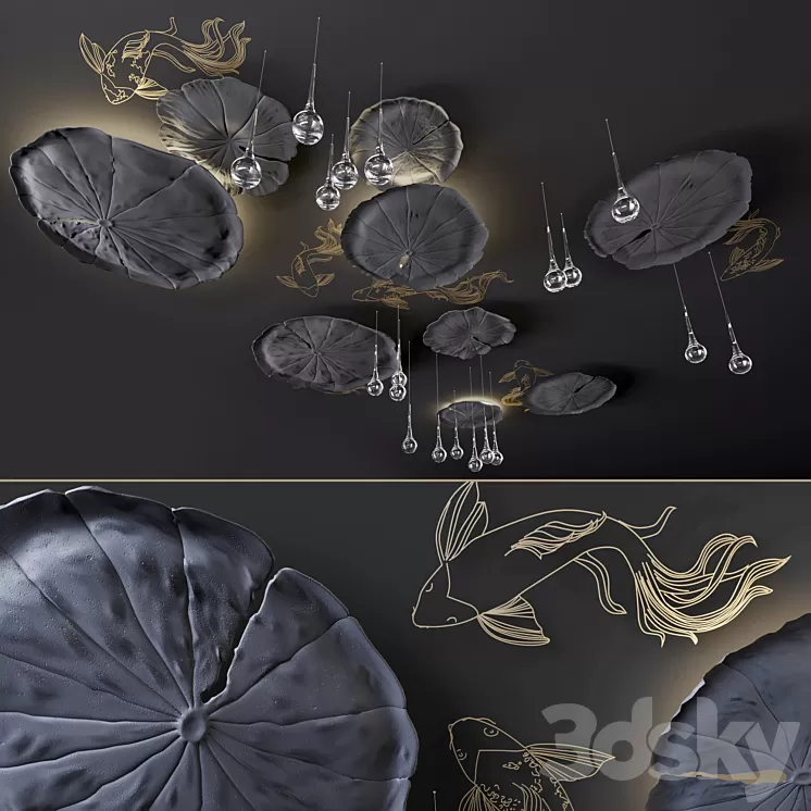 Ceiling decor – Water Lily and fish L 3D Model