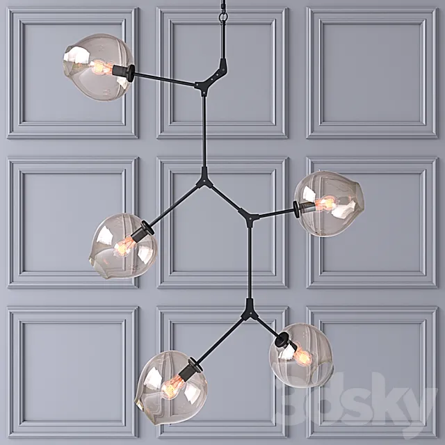 Ceiling lamp Branching Bubbles 5 lamps 3D Model