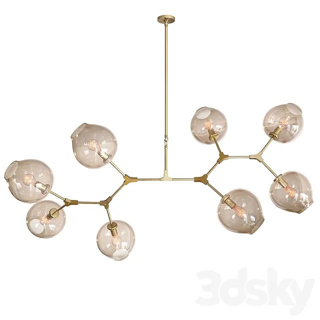 Ceiling lamp Branching Bubbles Gold 8 lights 3D Model