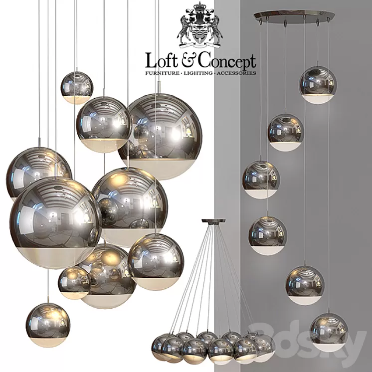 Ceiling lamp Mirror Ball 3D Model Ceiling lamp Mirror Ball 3D Model
