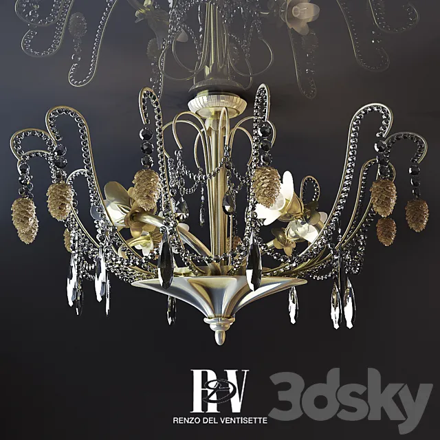 Ceiling lamp Renzo Del Ventisette «Sinuosa» 3D Model Ceiling lamp Renzo Del Ventisette «Sinuosa» 3D Model
