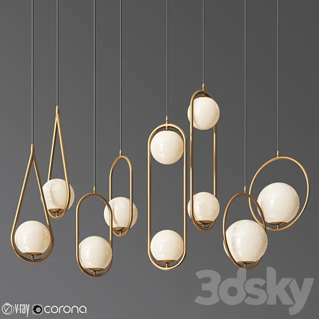 Ceiling Light Collection 22 – 4 Type 3D Model