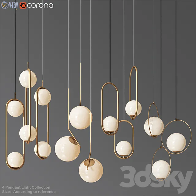 Ceiling Light Collection 3 – 4 Type 3D Model