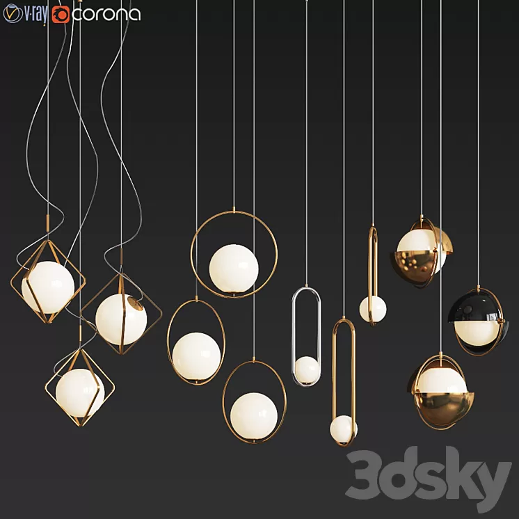 Ceiling Light Collection – 4 Type 3D Model Ceiling Light Collection – 4 Type 3D Model