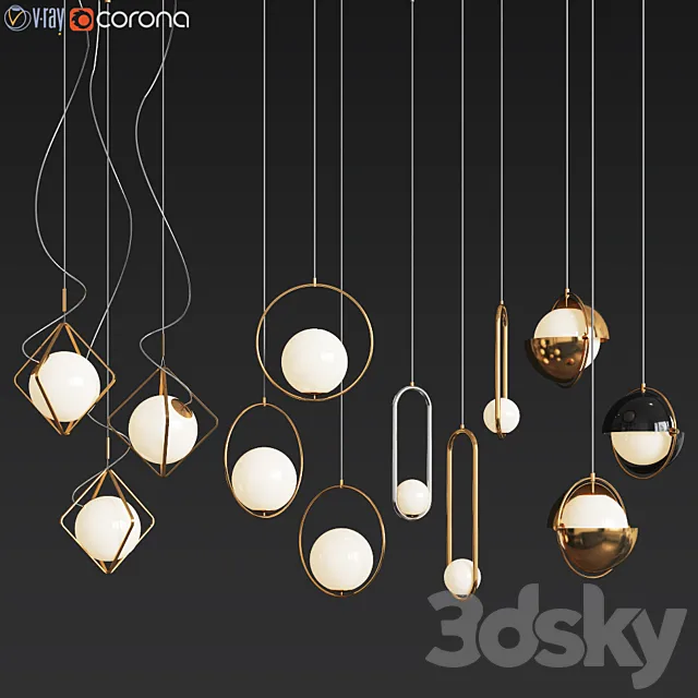 Ceiling Light Collection – 4 Type 3DModel