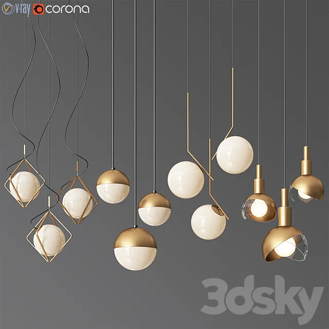 Ceiling Light Collection 5 – 4 Type 3D Model