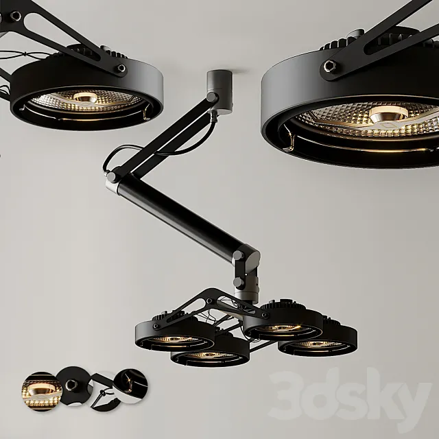Ceiling Light Modular Nomad 4x AR111 GI Black and Silver 3D Model