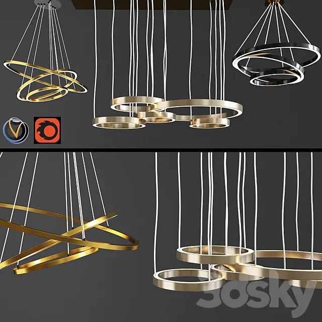 Ceiling Light Set 04 3D Model
