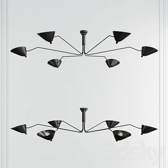 CEILING LIGHT WITH 6 PIVOTING ARMS 3DModel CEILING LIGHT WITH 6 PIVOTING ARMS 3DModel