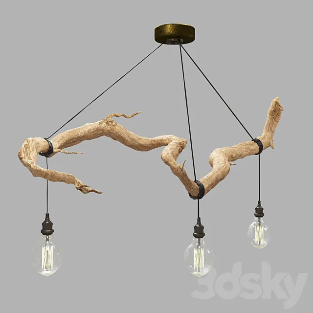Ceiling light wood 3D Model